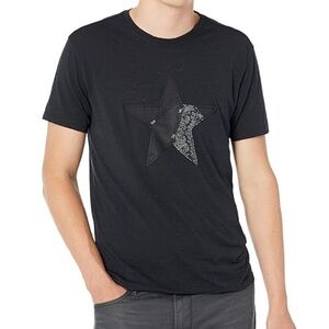 John Varvatos XL Star Patch Appliqué Textured Look Slightly Sheer Luxury T-Shirt